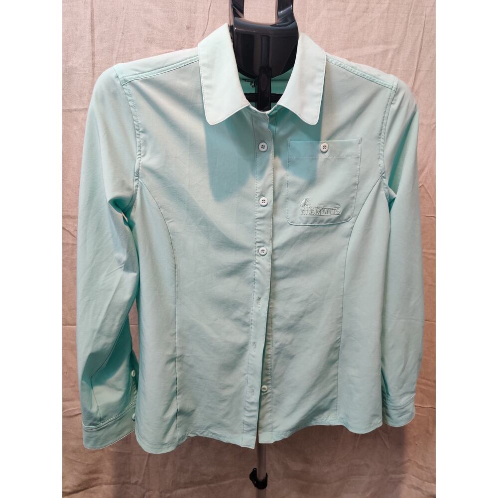 Mossy Oak Top Women's Size Medium Button Up Long Sleeve Mint Collared